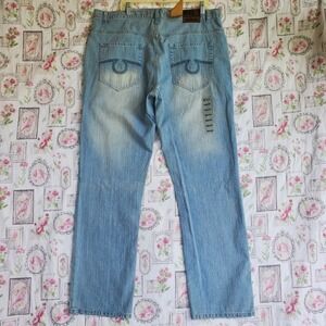 Attitude Jeans Mens 38x34‎ Blue Faded Loose Baggy Hip Hop Y2K Denim